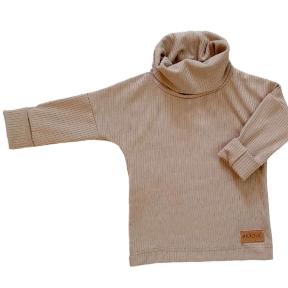 Grow-with-me turtleneck Bajoue ribbed long-sleeved top, stretchy, bamboo, winter